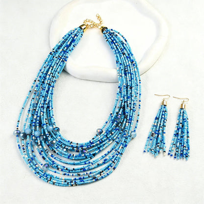 Turquoise Multi-Strand Bead Jewelry Set