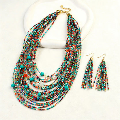 Turquoise Multi-Strand Bead Jewelry Set