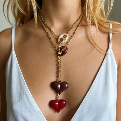 Layered Resin Heart Necklace