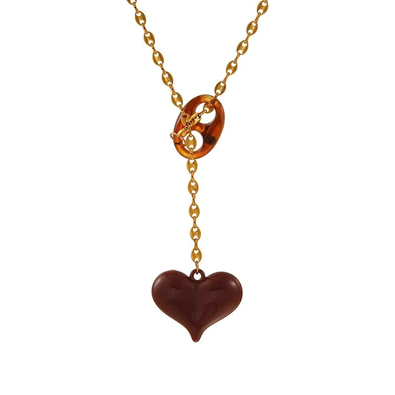 Layered Resin Heart Necklace