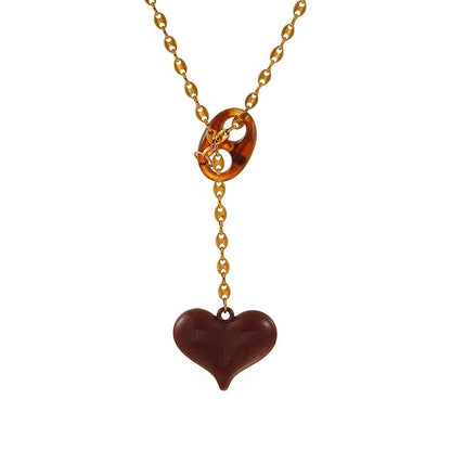 Layered Resin Heart Necklace