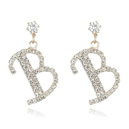 Crystal Initial Drop Earrings