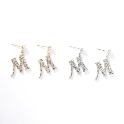 Crystal Initial Drop Earrings