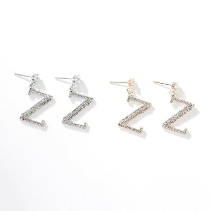 Crystal Initial Drop Earrings
