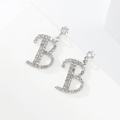 Crystal Initial Drop Earrings