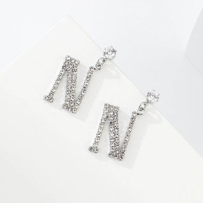Crystal Initial Drop Earrings