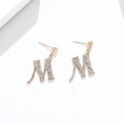 Crystal Initial Drop Earrings