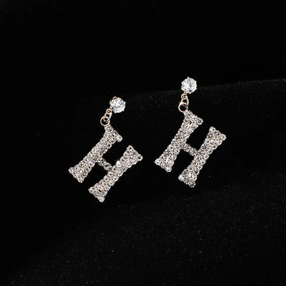 Crystal Initial Drop Earrings