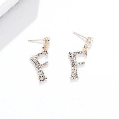 Crystal Initial Drop Earrings