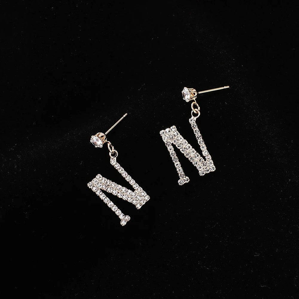 Crystal Initial Drop Earrings