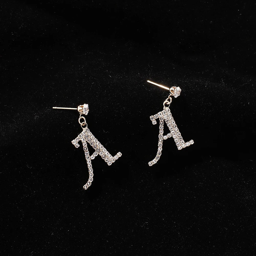 Crystal Initial Drop Earrings