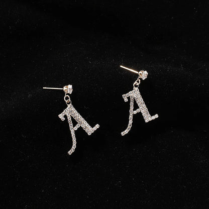 Crystal Initial Drop Earrings