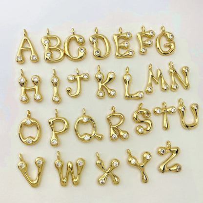 Zircon Inlaid Initial Letter Necklace
