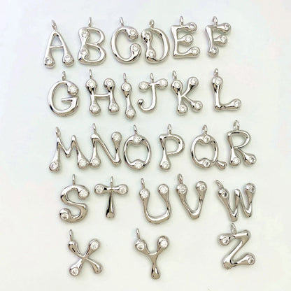 Zircon Inlaid Initial Letter Necklace