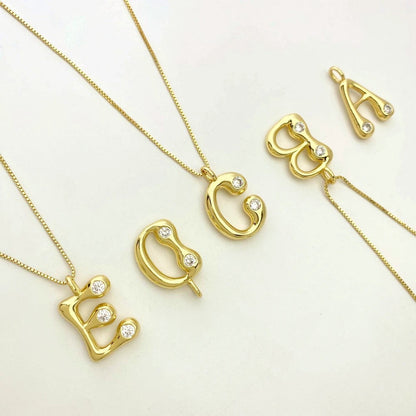 Zircon Inlaid Initial Letter Necklace
