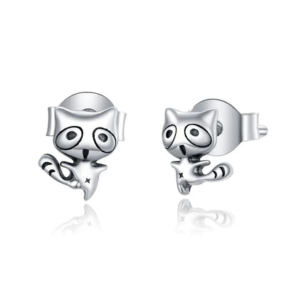 Playful Raccoon Stud Earrings