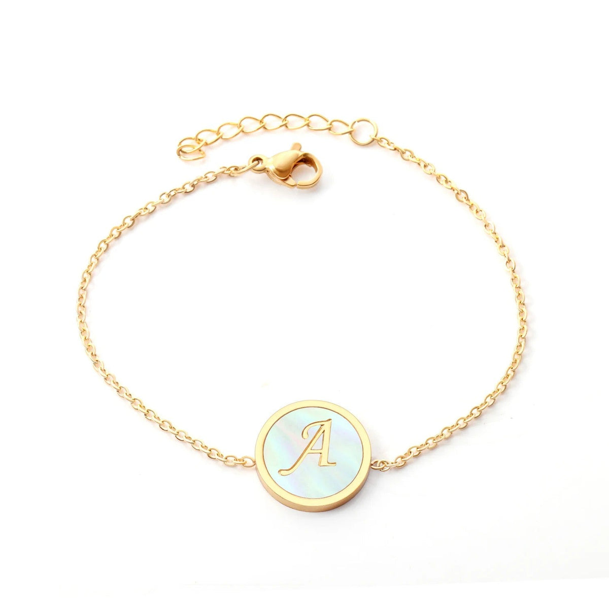 Iridescent Initial Disc Bracelet