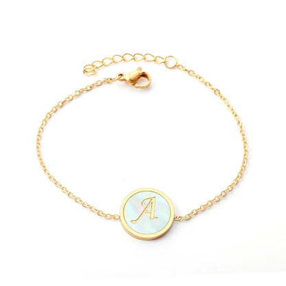 Iridescent Initial Disc Bracelet