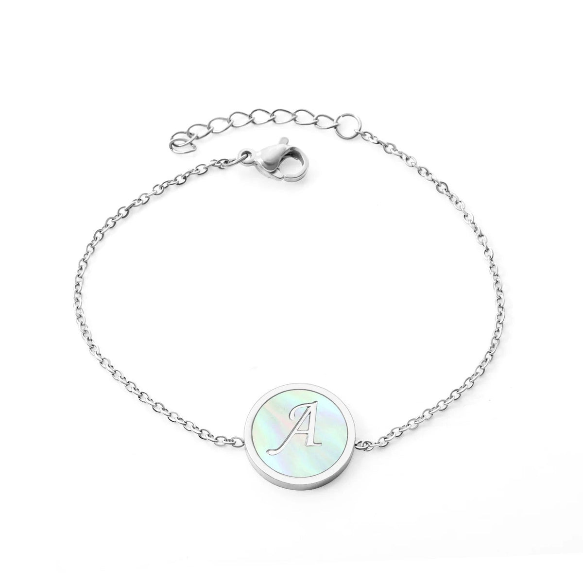 Iridescent Initial Disc Bracelet