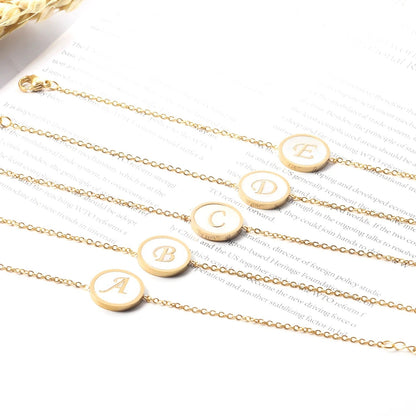 Iridescent Initial Disc Bracelet