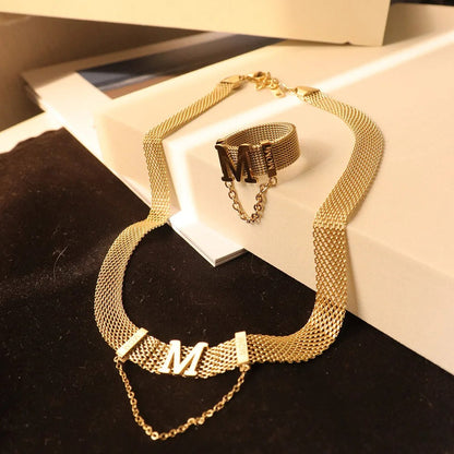 Initial Mesh Choker Necklace