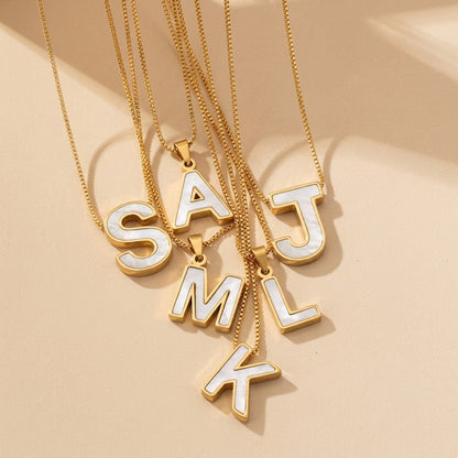 Enamel Initial Letter Necklace