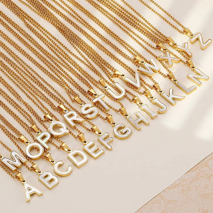 Enamel Initial Letter Necklace