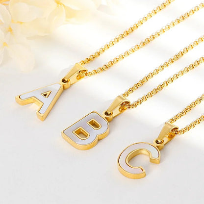 Enamel Initial Letter Necklace