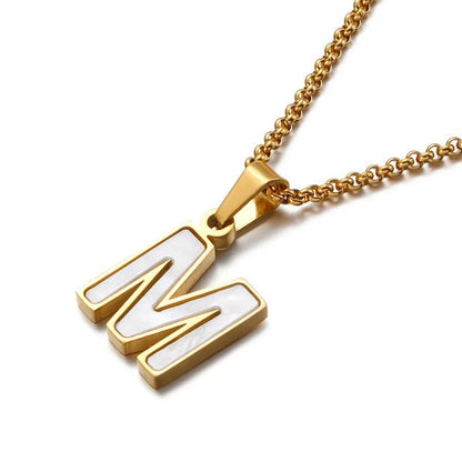 Enamel Initial Letter Necklace