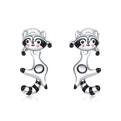 Playful Raccoon Drop Earrings
