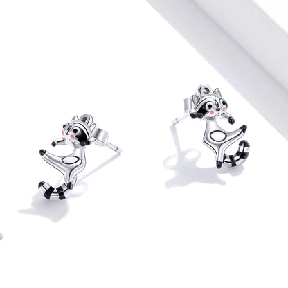 Playful Raccoon Drop Earrings