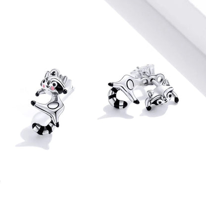 Playful Raccoon Drop Earrings