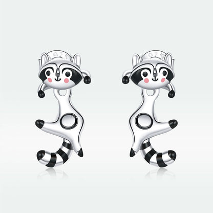 Playful Raccoon Drop Earrings