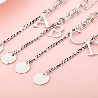 Initial Letter Box Chain Necklace