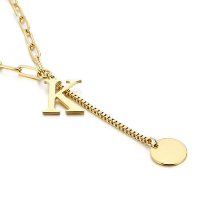 Initial Letter Box Chain Necklace
