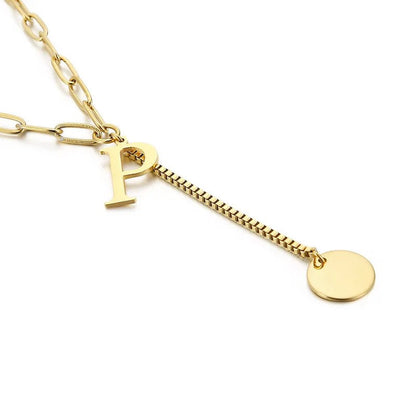Initial Letter Box Chain Necklace