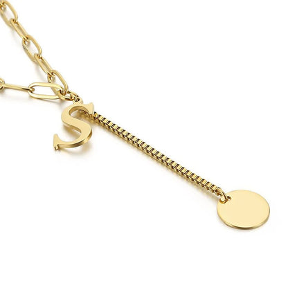 Initial Letter Box Chain Necklace