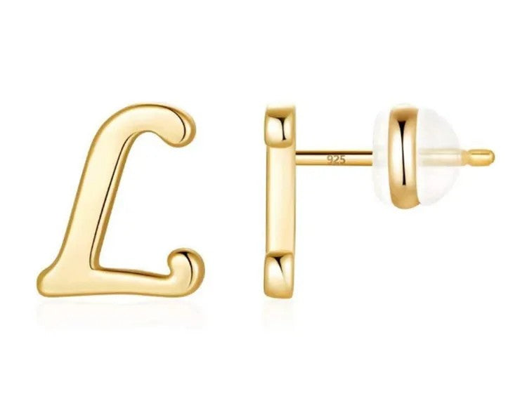 Gold Letter D Stud Earring