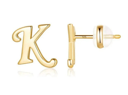 Gold Letter D Stud Earring
