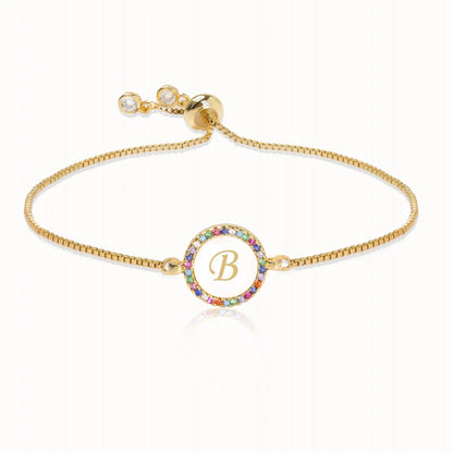 Rainbow Crystal Initial Bracelet