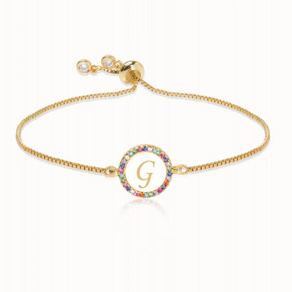 Rainbow Crystal Initial Bracelet