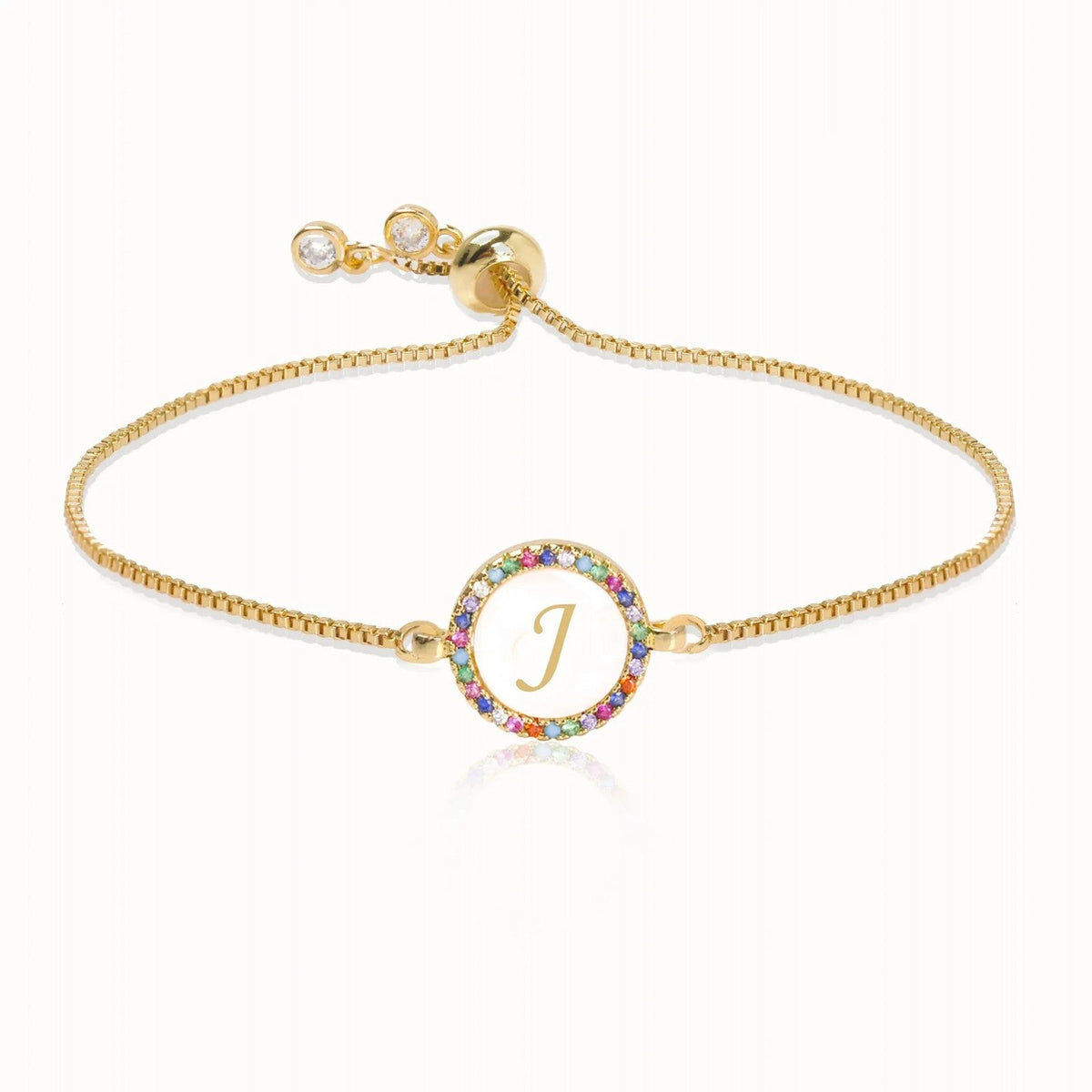 Rainbow Crystal Initial Bracelet