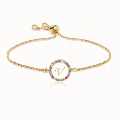 Rainbow Crystal Initial Bracelet