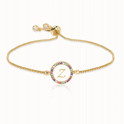 Rainbow Crystal Initial Bracelet
