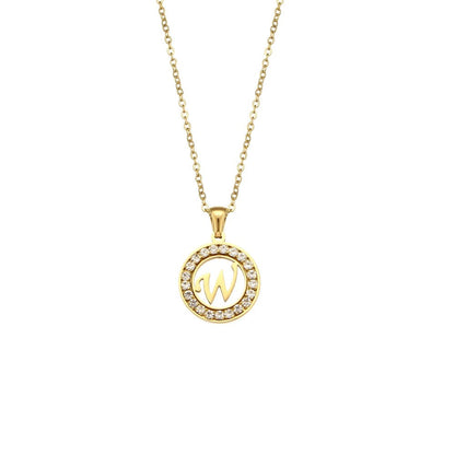 Crystal Initial Circle Necklace