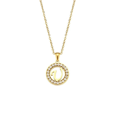 Crystal Initial Circle Necklace