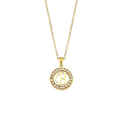 Crystal Initial Circle Necklace