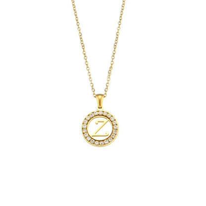 Crystal Initial Circle Necklace