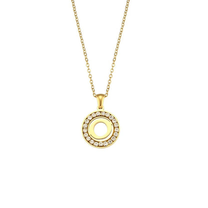 Crystal Initial Circle Necklace