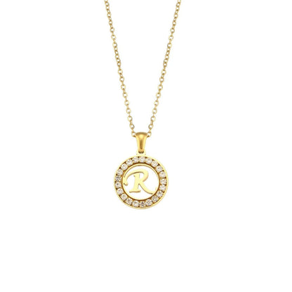 Crystal Initial Circle Necklace